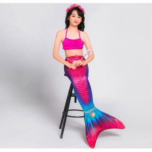 Children Pink Mermaid Tail Swimming Costume Multifunctional Fade Resistant