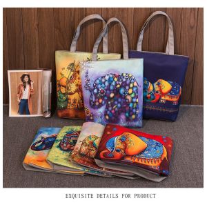 Owl Tree dolls printing women handbag canvas shoulder bag lady