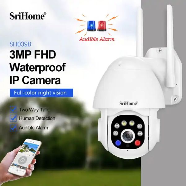 3MP 4mm Lens Two-Way Audio Waterproof SD Card PTZ Alarm Motion Tracking WIFI