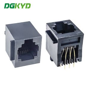 Quality DGKYD5222E1166IWA2DY5 Vertical RJ11 PCB Socket Female Head 1x1 Port 6Pin DIP Ethernet Connector Through Hole Solder for sale