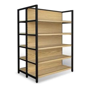 Customized Color Wood Gondola Shelving Metal Heavy Duty For Retail Store