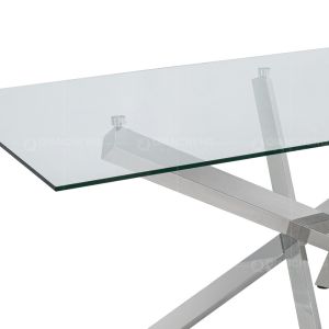 Simple Design SS Steel Furniture Glass Top Civil Table