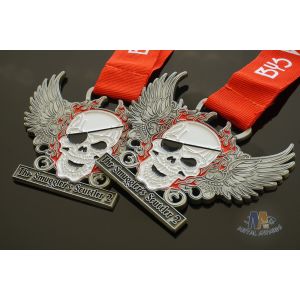 Eco - Friendly Skull Metal Award Medals Soft Enamel Filling Size 70*4MM
