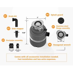 1 HP Powerful Kitchen Sink Food Machine Garbage Disposer