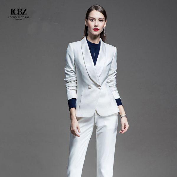 Hand Embroidery Womens Business Suits for 2021 Work Formal Occasions Single Breasted