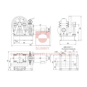 Constant Torque Geared Traction Machine With Traction Elevator Components