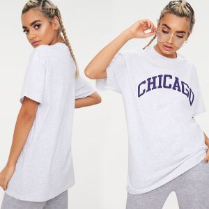 Quality Chicago plus size women T shirt grey for sale