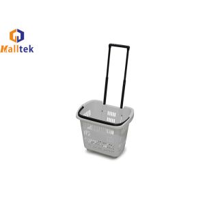 China 30L HDPP Wheeled Grocery Basket With Telescopic Handle on sale