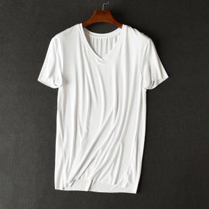 wholesale bamboo clothing mens V neck blank high quality bamboo fiber t shirt