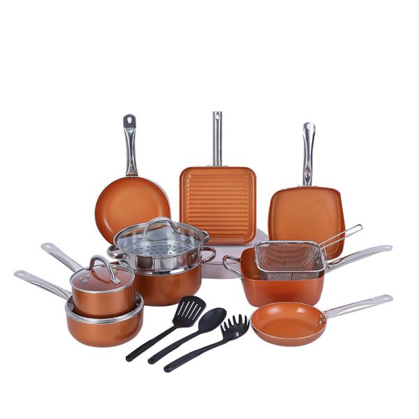 Buy Oven safe Orange Aluminum Cookware Set With Silicone Grip at wholesale prices