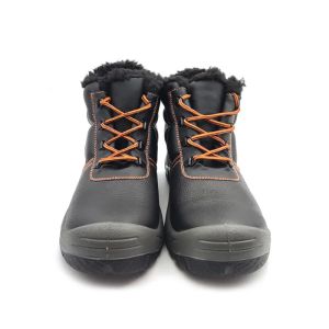 Black Winter Safety Shoes Durable Wool Lined Waterproof Boots Unisex