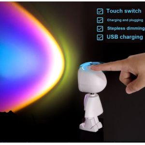 USB Charging Robot Sunset Projection Light Living Room Wall Decor