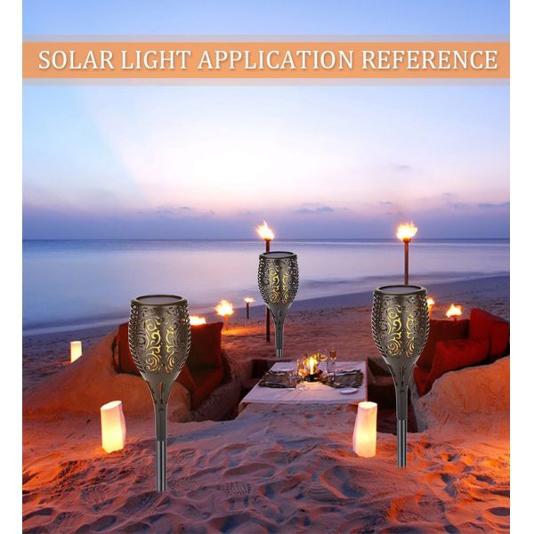 Solar Torch Lights,96 LED Dancing Flame Lighting, Waterproof Wireless Outdoor Light