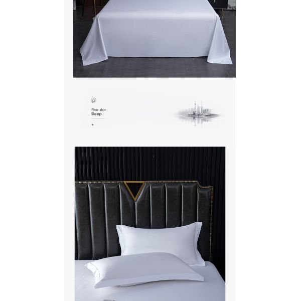 80 Fabric Count Cotton Hotel Bed Sheet Set for Customized Bedsheets in White Color