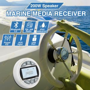 Waterproof IPX5 Bluetooth White Marine Radio Boat Stereo Receiver with FM AM