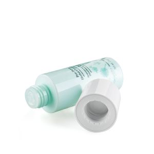 Skin Friendly 100ml Pet Cosmetic Bottle Plastic In Green With White Screw Cap