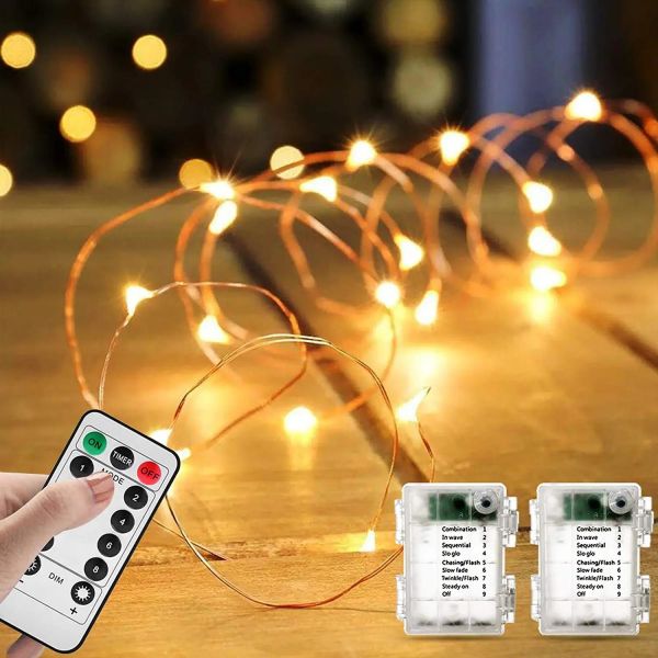 100 LED Fairy Lights Battery Operated Waterproof Twinkle String Lights with Remote Control Timer Warm White
