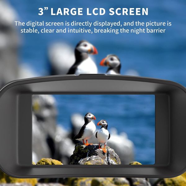 Capture Clear Photos and Videos with 4K Night Vision Binoculars 3'' Large Screen ABS