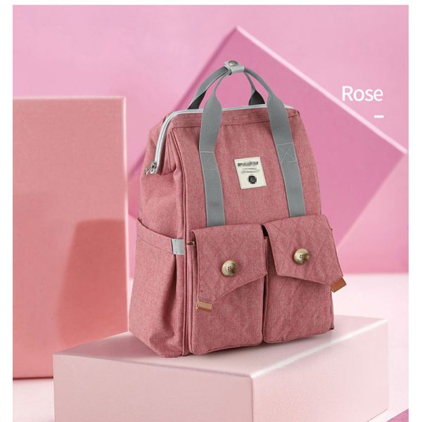 Multifunctional Mommy Diaper Bag Backpack With Trailer Buckle OEM ODM