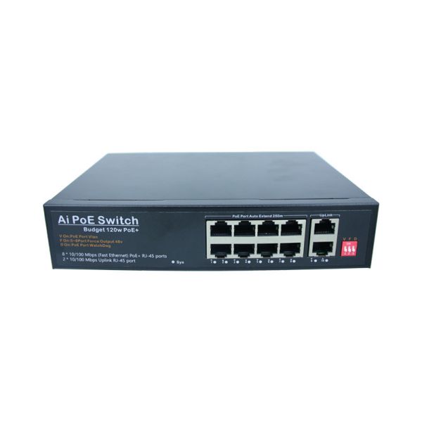 HUASIFEI Industrial Unmanaged POE Switch 8 100M Ports 2 100M Uplink Electrical Ports
