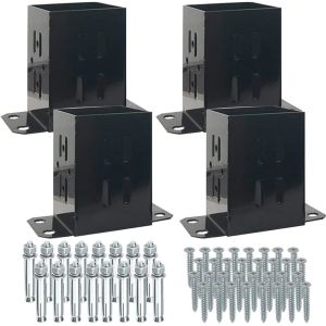 4x4 Post Base for Concrete - Carbon Steel Anchor for Pergola & Fence