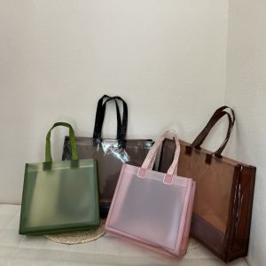 Black Transparent Tote Shopping Bag Green Composite Plastic PVC Packaging Bags