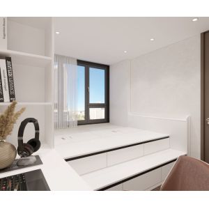 Fadior Stainless Steel Modern Tatami Bed With Integrated Study Desk And Hidden