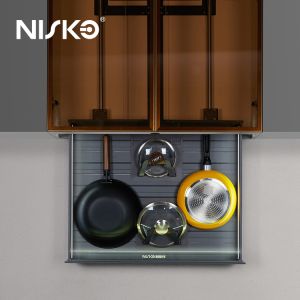 Pull Down Pantry Organizer Pot and Pan Rack Touch Automatic Lifting Basket