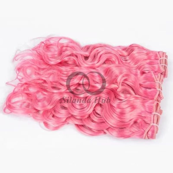 Pink Water Wave Remy Human Hair Bundles Sew In Weave Bundles Brazilian Bundle Deals