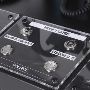 Acrylic Audio Speaker Display Stand Custom Functional With Metal Button