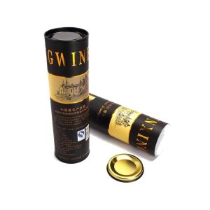 Cylinder UV Printing C2S Paper Wine Bottle Gift Box