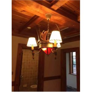 Quality Moose antler chandelier Lighting Fixtures With lampshade (WH-AC-29) for sale