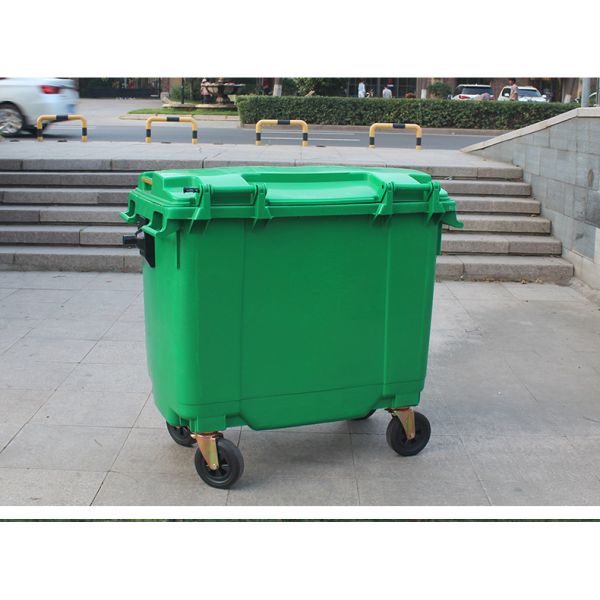 660 Litre Plastic Hand Push Outdoor Garbage Truck 1100l Large Sanitation Garbage Trailer Bucket Plastic Garbage Bin