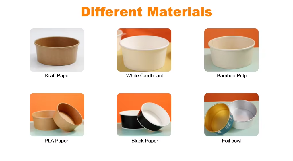 Eco-Friendly Custom Logo Kraft Paper Bowls Recyclable Disposable Takeout Containers for Food Packaging