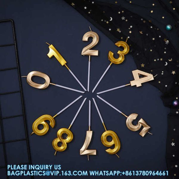 Wholesale Number Candles Gold-Plated 0-9 Wax Cake Candle Mini Cake Shaped Candles