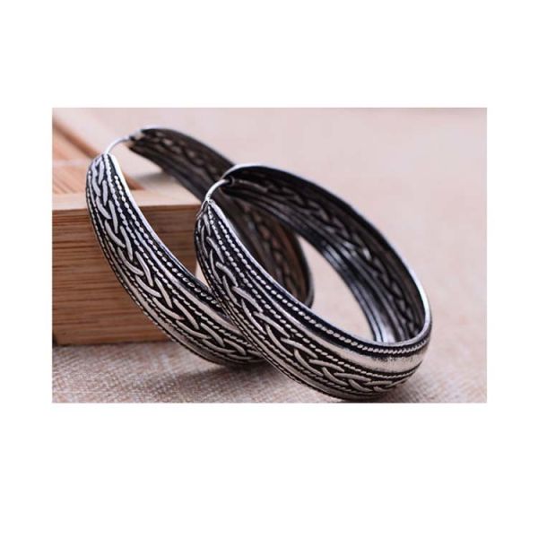 Sterling Silver Hoop Earrings Vintage Style Jewelry (XH041024)