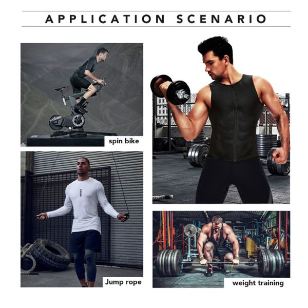 HEXIN Neoprene Waist Trainer Shaper Knitted Workout Gym Zipper Tank Top Sauna Vest for Men