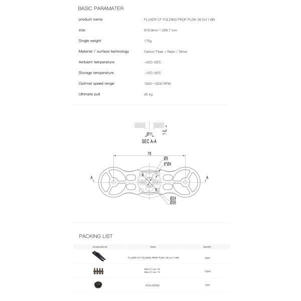 36.2x11.8 Inch FLUXER PRO Propeller For Heavy Loads