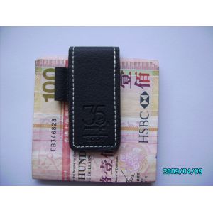 PU / PVC Personalized black Leather Money Clip wallet