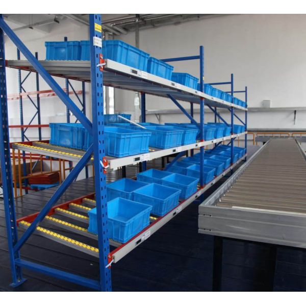 Department Store Display Carton Flow Shelving With Roller Dumbbell Wheel