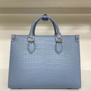 Authentic Crocodile Leather Women Business Travel Handbag Female Laptop Bag