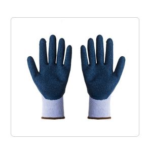 Warehouse Handling Dark Blue Polyester Liner Latex Gloves