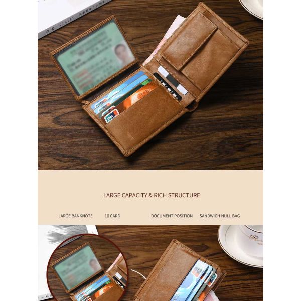 Men's RFID Leather Wallet with Smart Design and Other Pattern Type in Genuine Leather