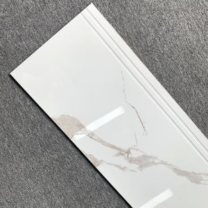 Carrara White Ceramic Stairs Floor Step Tiles Acid Resistant