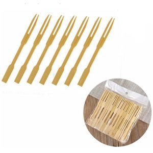 China Customized Mini Biodegradable Bamboo Party Forks Disposable 9cm on sale
