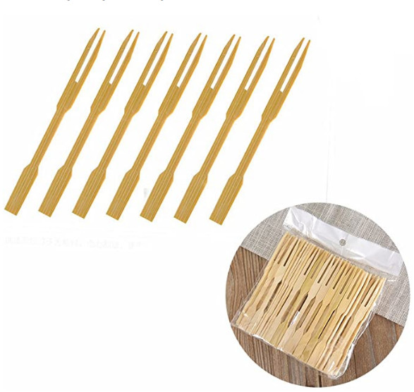 Buy Customized Mini Biodegradable Bamboo Party Forks Disposable 9cm at wholesale prices