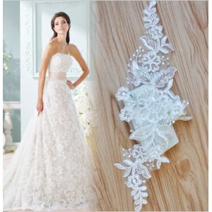 Cord Lace Applique Ivory Color Embroidery Flower for Wedding Dress