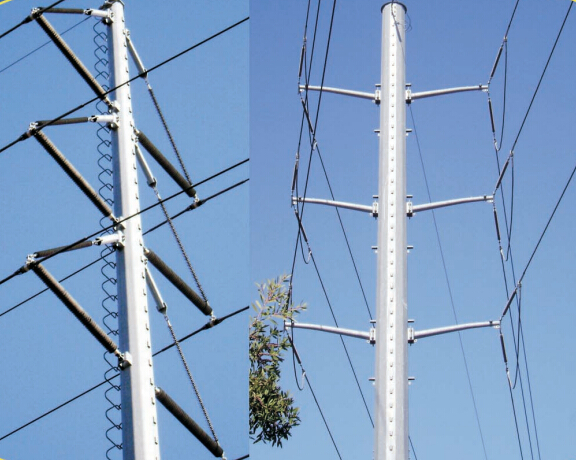 11M steel galvanized Electrical Power Pole for overhead transmission line