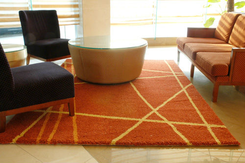 Striped design shaggy embroidered living room polyester area rug