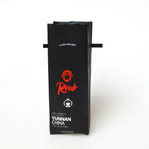 Foil Gusseted Mylar Matte Black Coffee Bags CMYK Printed ISO9001